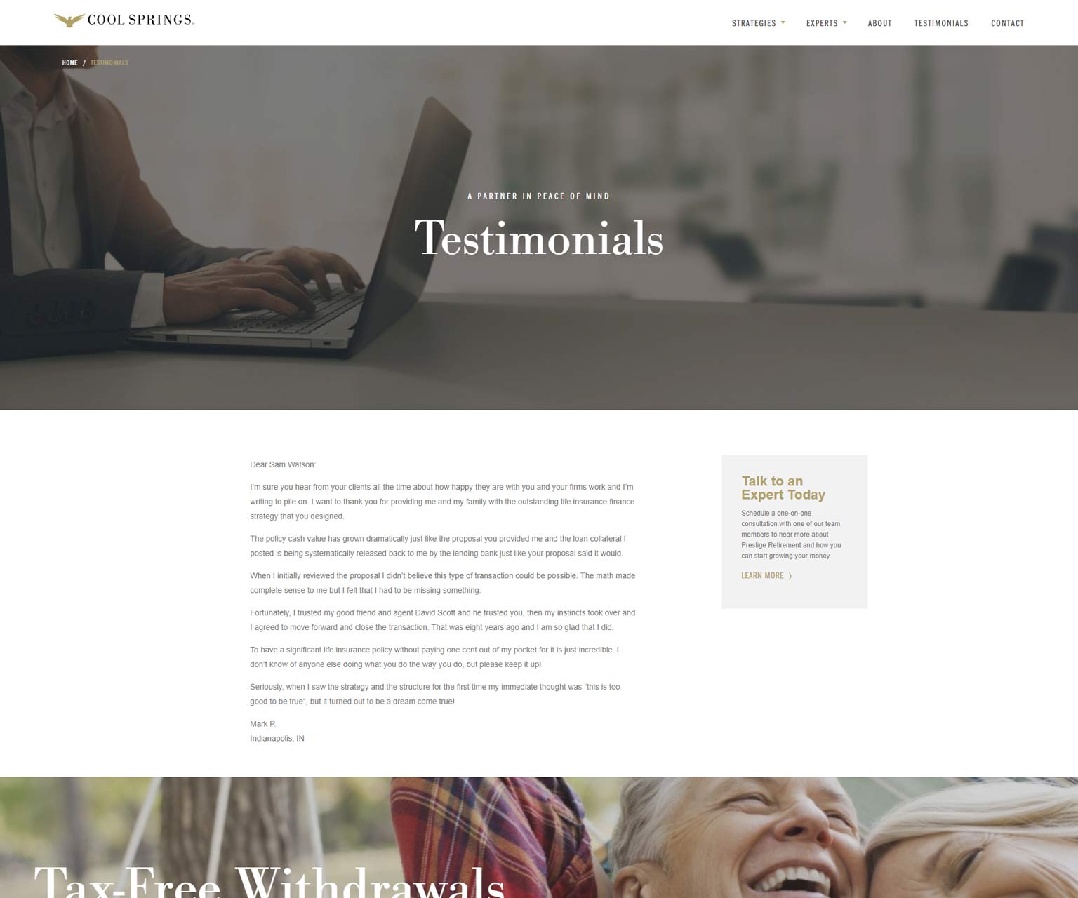 Testimonial Page