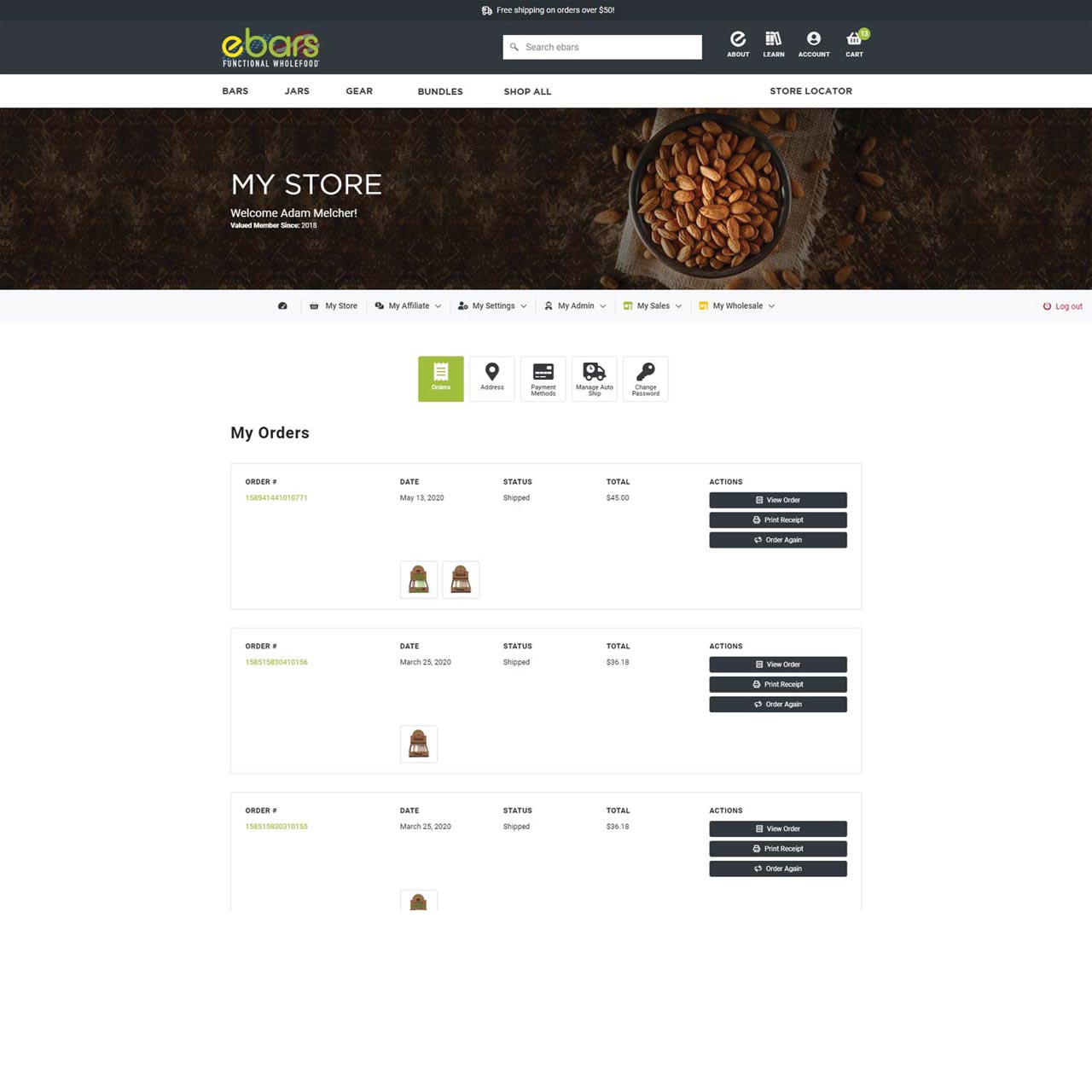 Manage Subscription Page