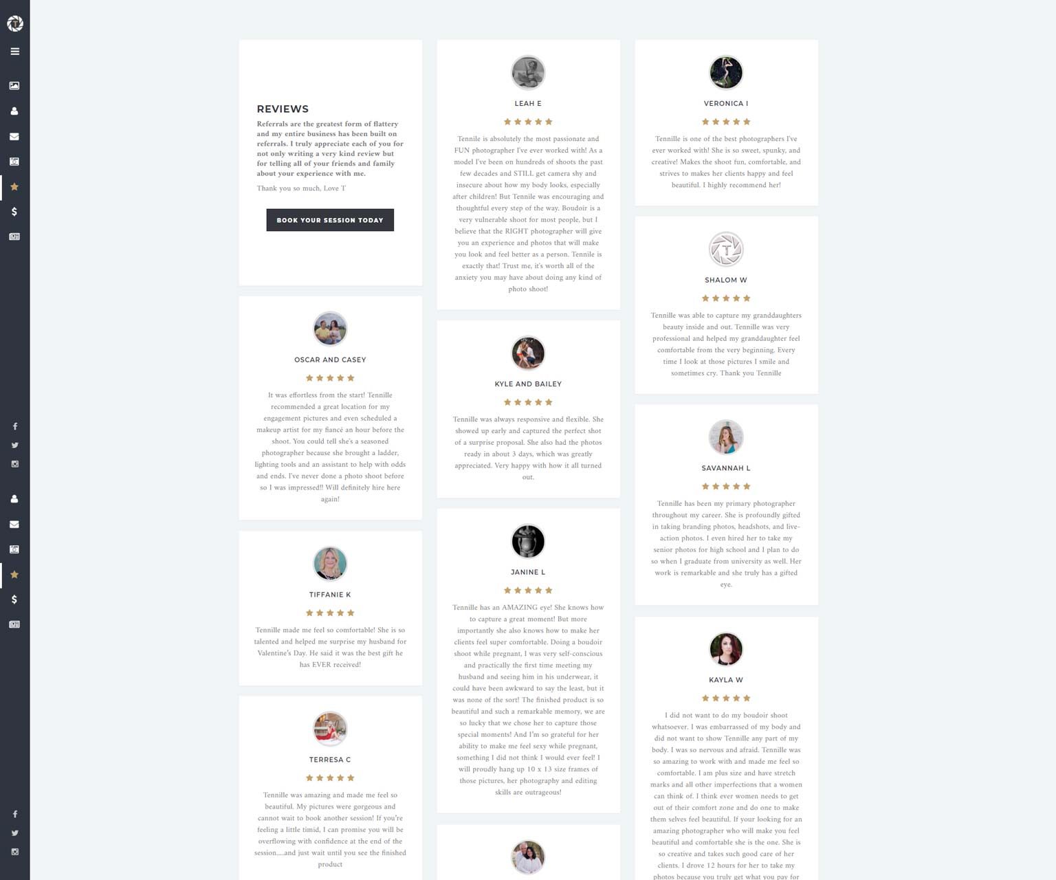 Reviews Page