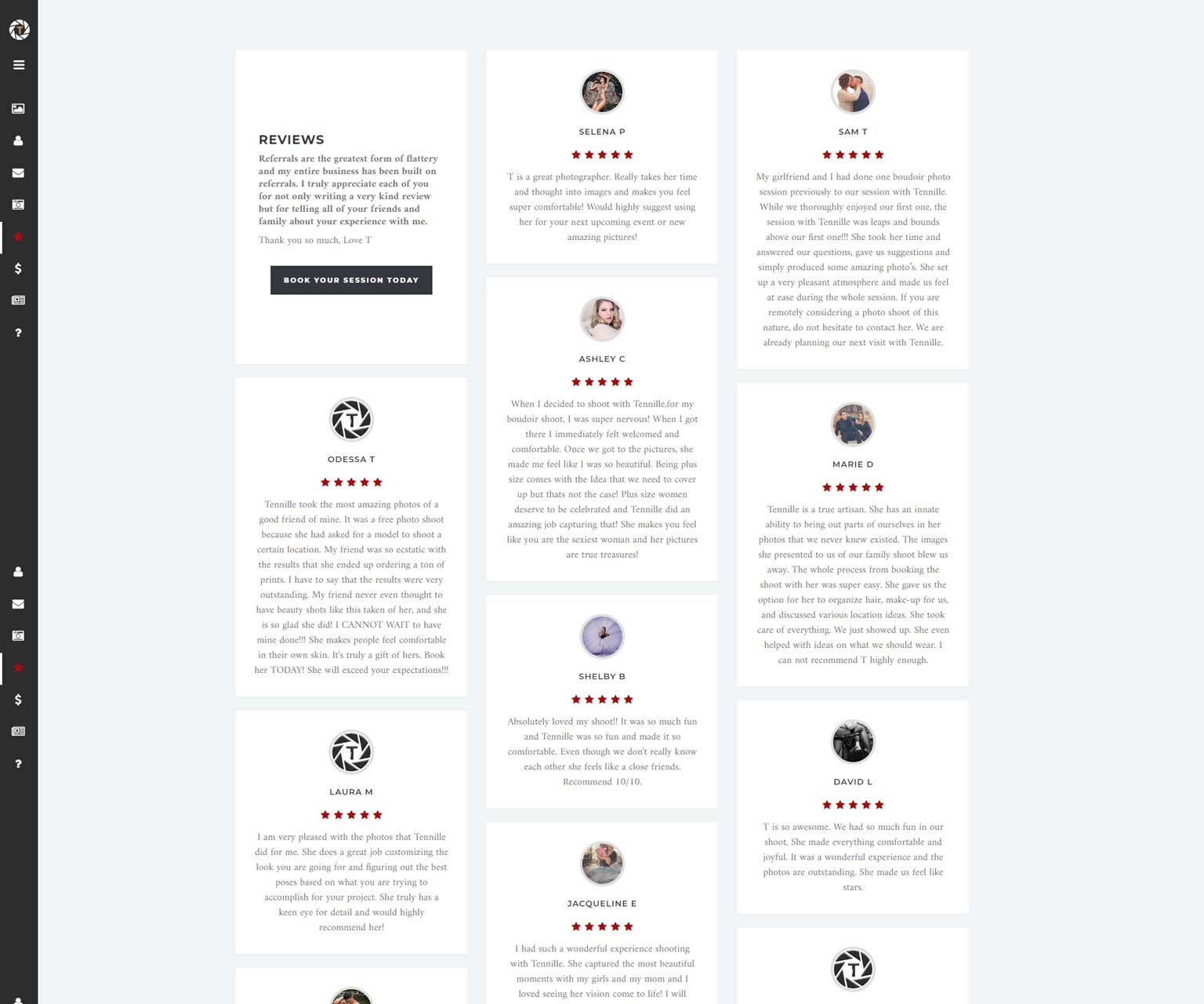 Reviews Page