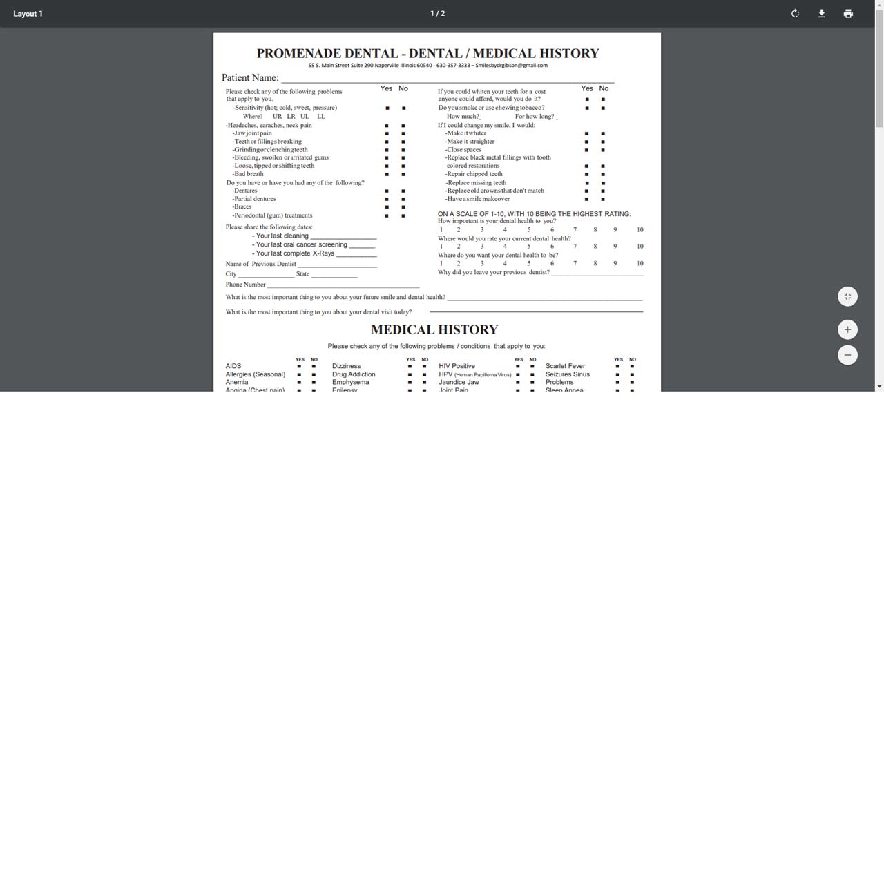 Medical Form Page