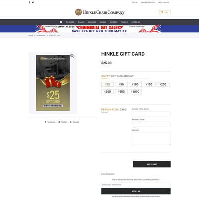 Gift Card Page