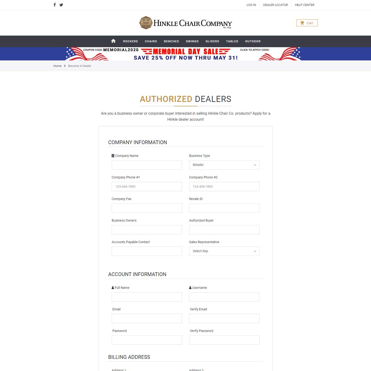 Authorized Dealer Application Page
