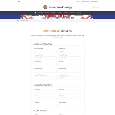 Authorized Dealer Application Page