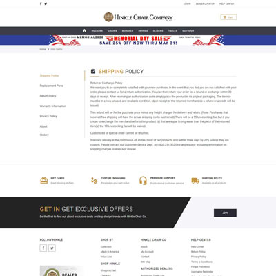 Shipping Policy Page