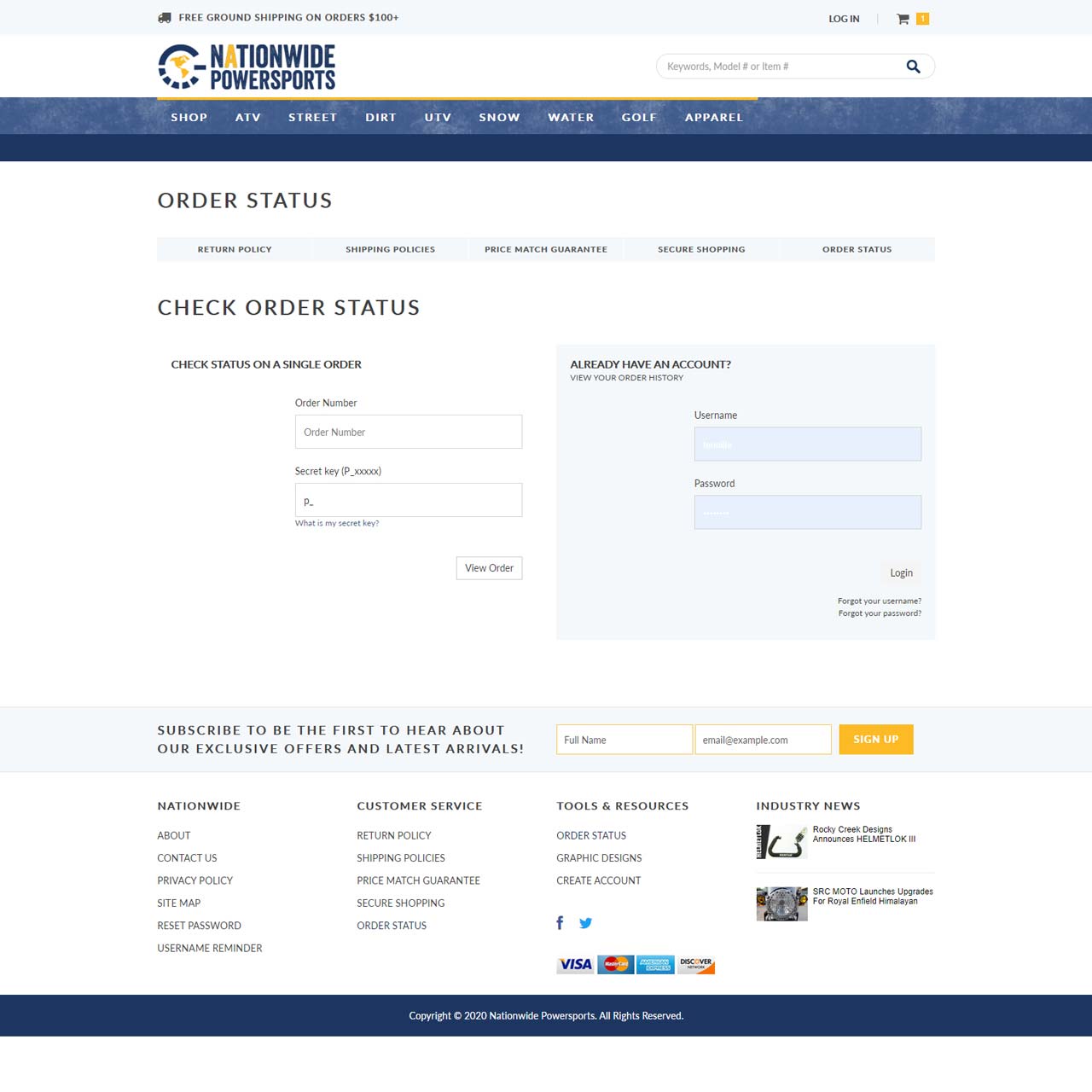 Order Status Page