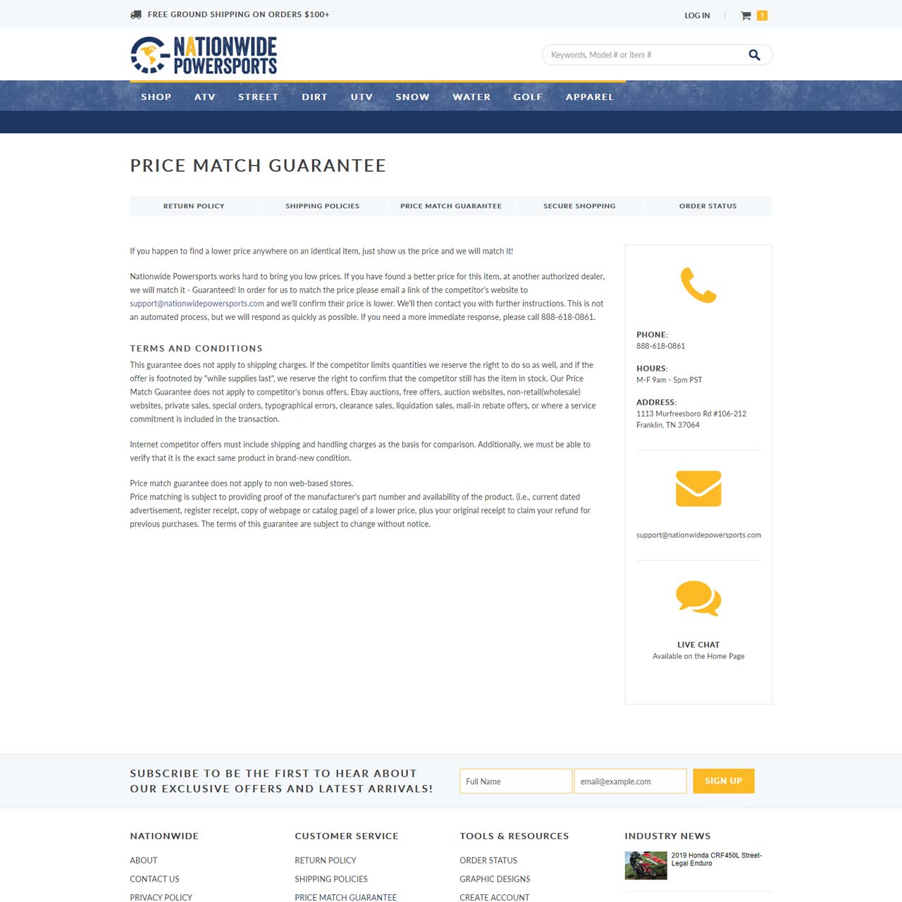 Price Match Page