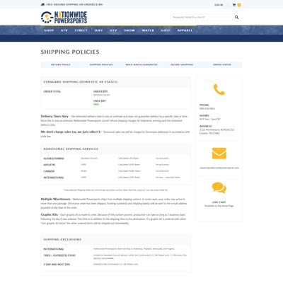 Shopping Policy Page