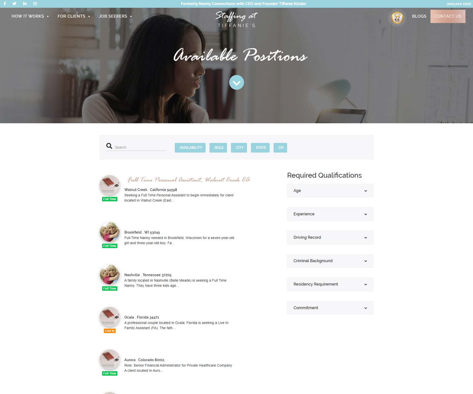Available Positions Page